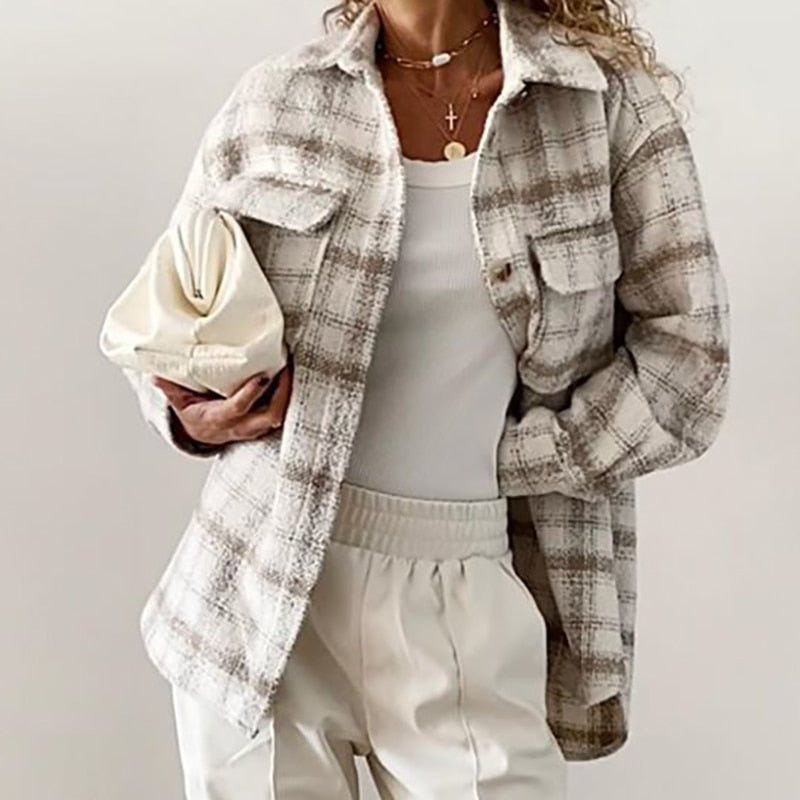 Light Brown Flannel Coat Women's