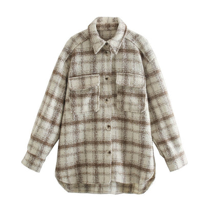 Light Brown Flannel Coat Women's